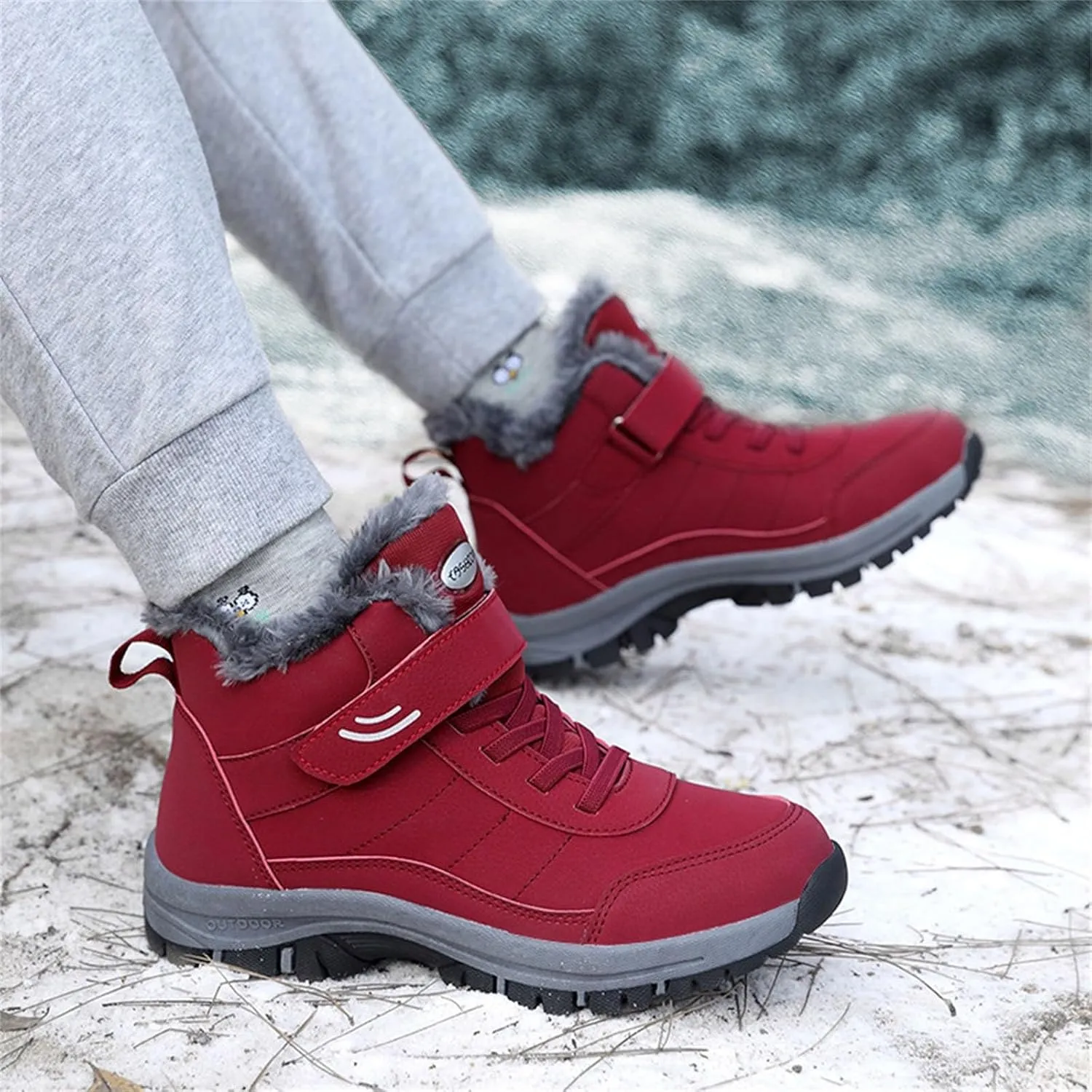 Men's Work Boots Wide Width Hiking Sneakers Warm Fur Lined Women's Safety Toe Shoes Non-Slip Winter Outdoor Botas Waterproof Non Slip Hike Grounded Footwear