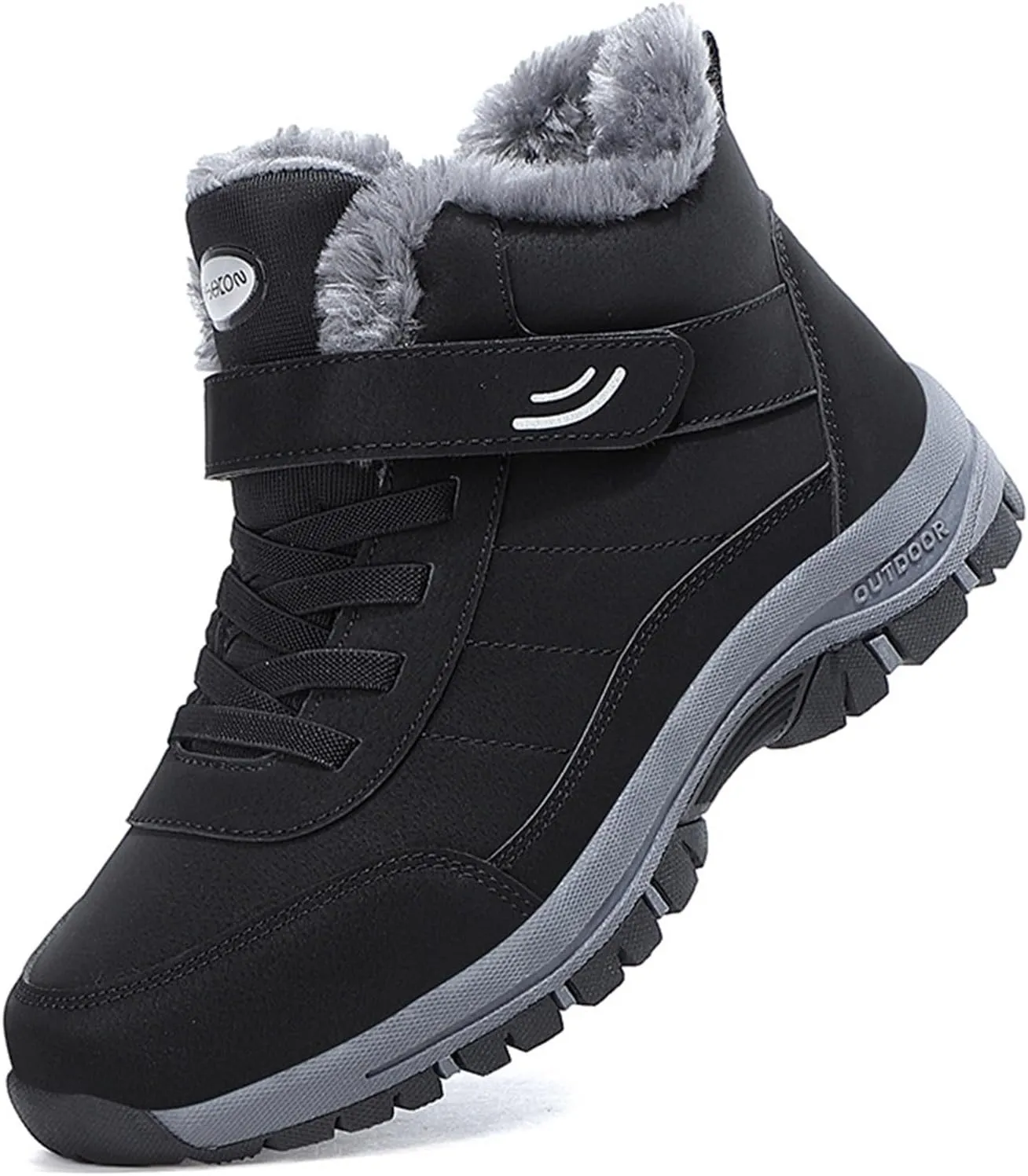 Men's Work Boots Wide Width Hiking Sneakers Warm Fur Lined Women's Safety Toe Shoes Non-Slip Winter Outdoor Botas Waterproof Non Slip Hike Grounded Footwear