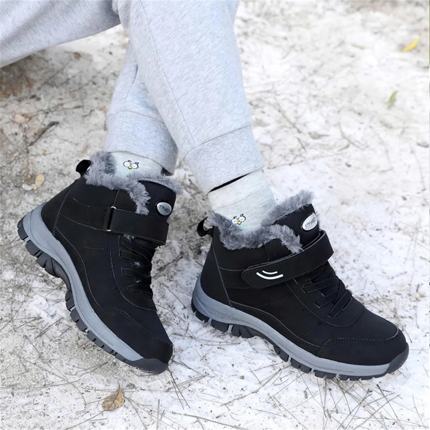 Men's Work Boots Wide Width Hiking Sneakers Warm Fur Lined Women's Safety Toe Shoes Non-Slip Winter Outdoor Botas Waterproof Non Slip Hike Grounded Footwear