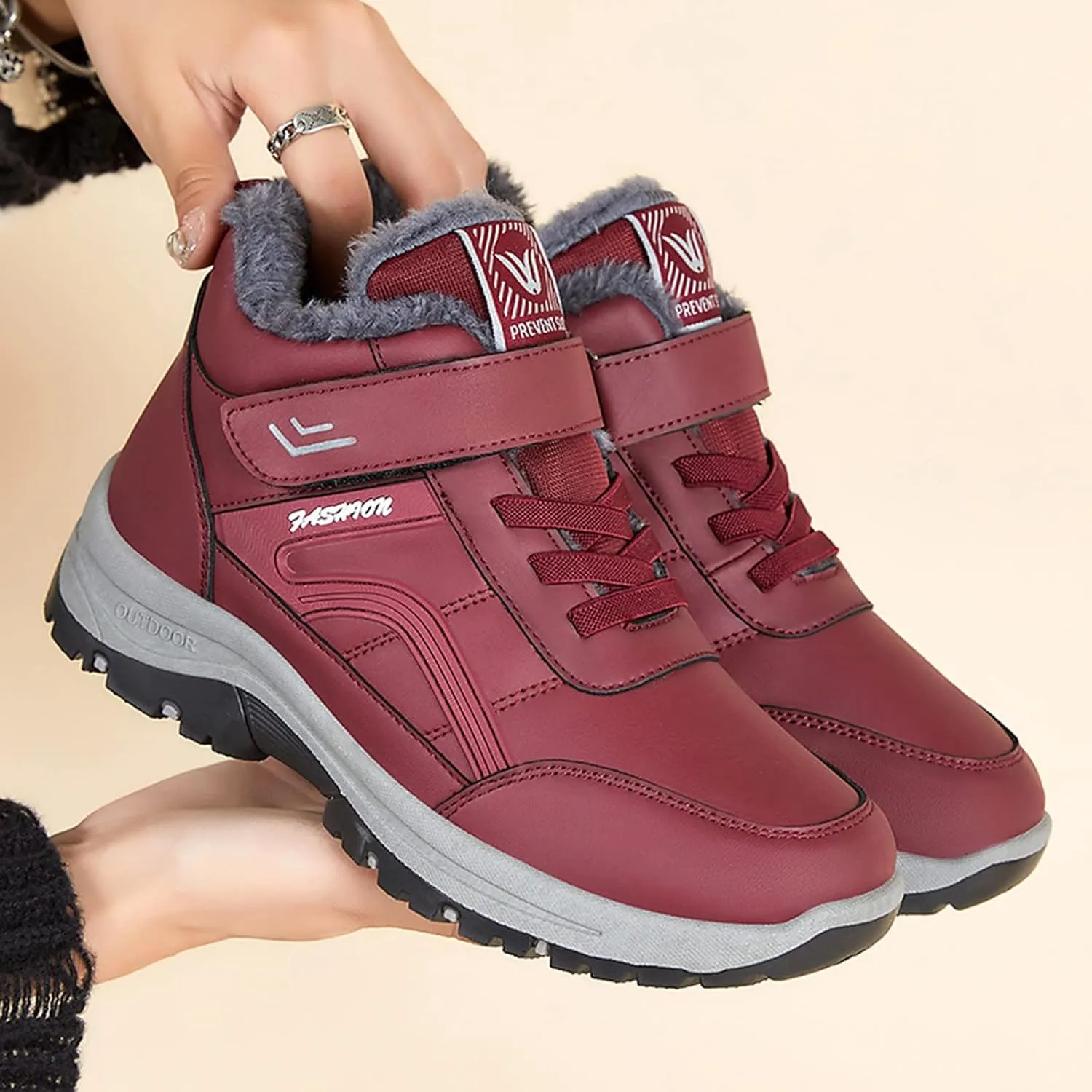 Mens Work Boots Wide Width Hiking Sneakers Zip Up Fur Lined Womens Workout Shoes with Zipper Waterproof Platform Botas Slip Resistant Hike Grounded Footwear