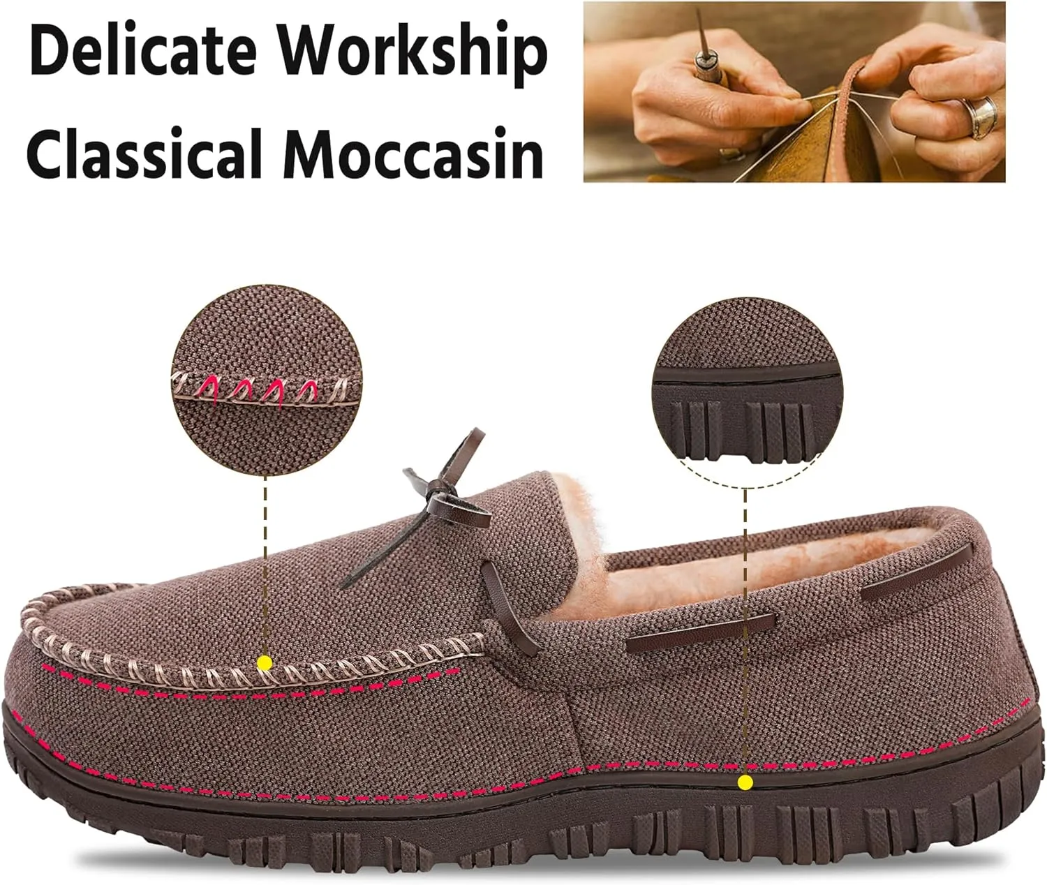 MIXIN Mens Slippers Indoor Outdoor Memory Foam House Shoes Anti-Slip Moccasins Slippers for Men