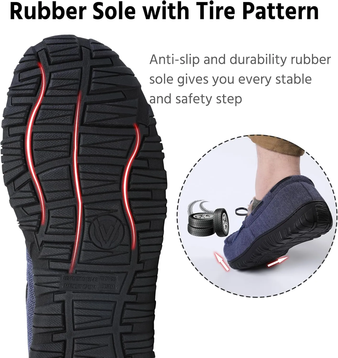 MIXIN Mens Slippers Indoor Outdoor Memory Foam House Shoes Anti-Slip Moccasins Slippers for Men