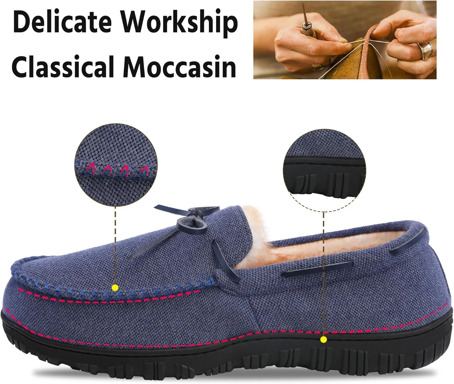 MIXIN Mens Slippers Indoor Outdoor Memory Foam House Shoes Anti-Slip Moccasins Slippers for Men