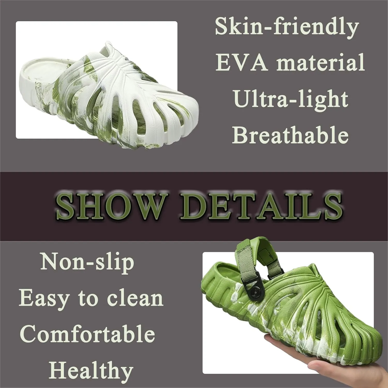 Monstera Slippers, New Unisex Anti-Slip Monstera Slippers, Sandals Shower Slippers Indoor and Outdoor