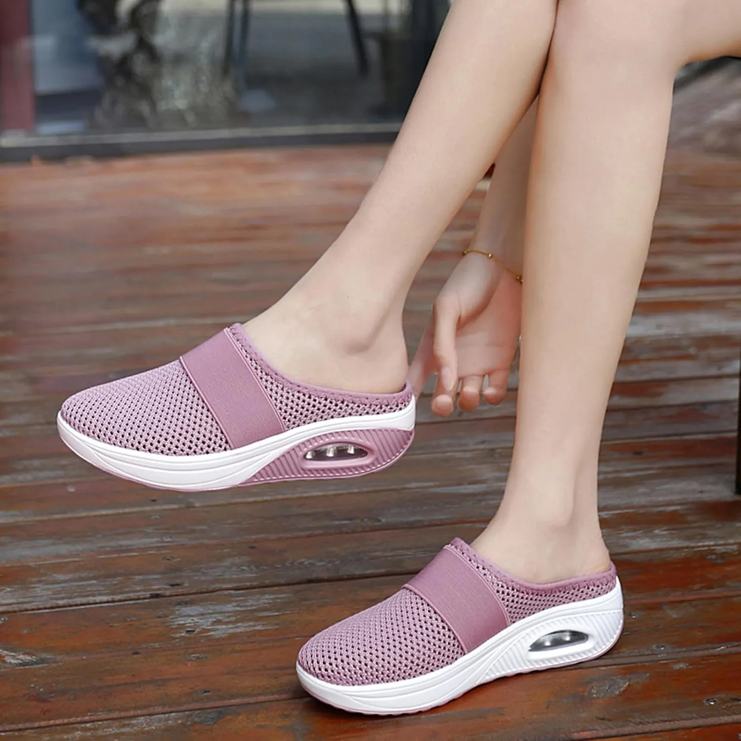 Mules for Women Walking Sneakers,Women's Lightweight Cushion Slip-On Walking Shoes-Orthopedic Walking Shoes