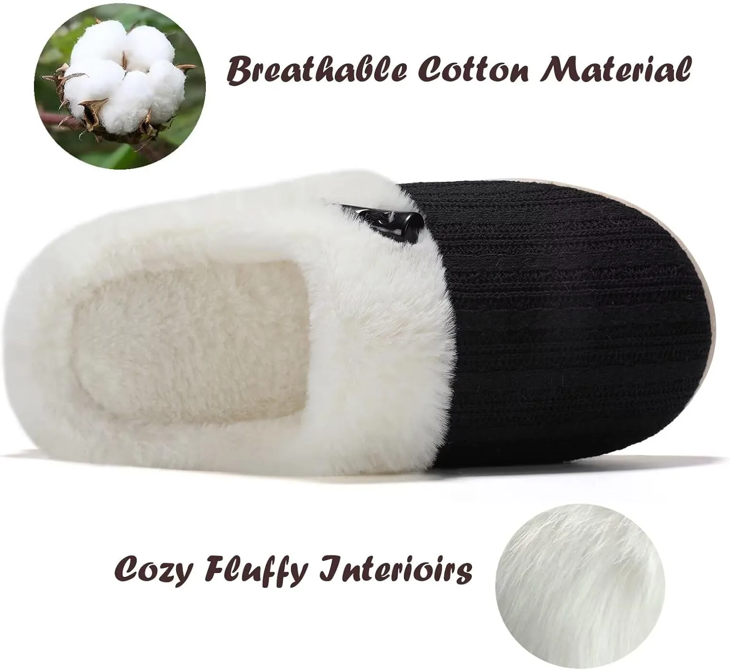 NineCiFun Women's Slip on Fuzzy House Slippers Memory Foam Slippers Scuff Outdoor Indoor Warm Plush Bedroom Shoes with Faux Fur Lining