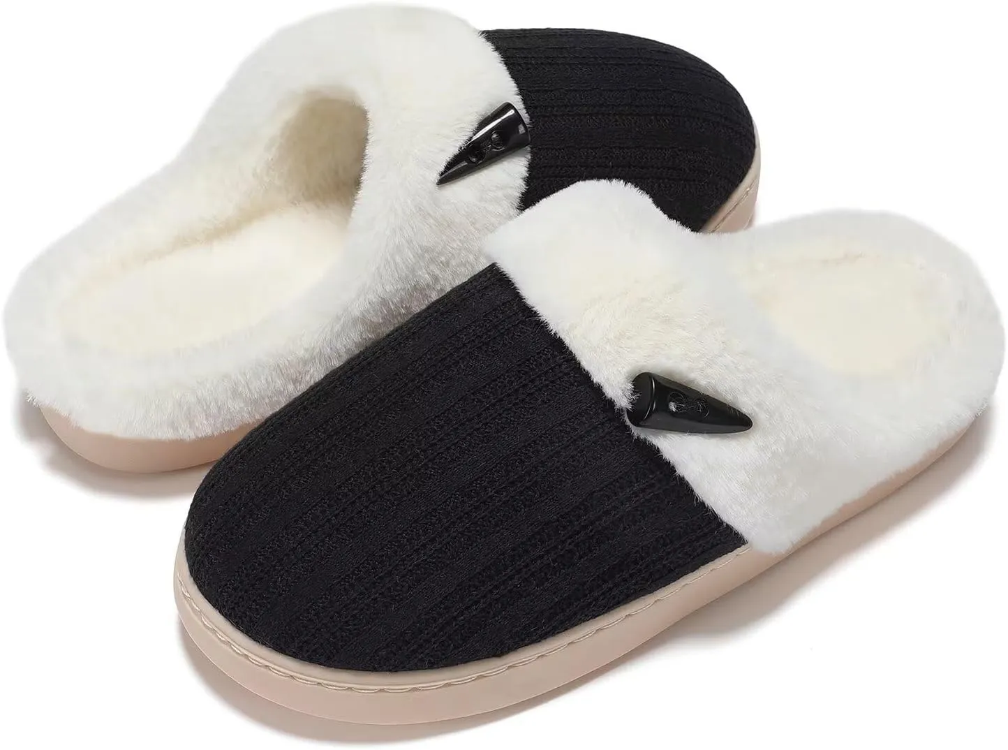 NineCiFun Women's Slip on Fuzzy House Slippers Memory Foam Slippers Scuff Outdoor Indoor Warm Plush Bedroom Shoes with Faux Fur Lining