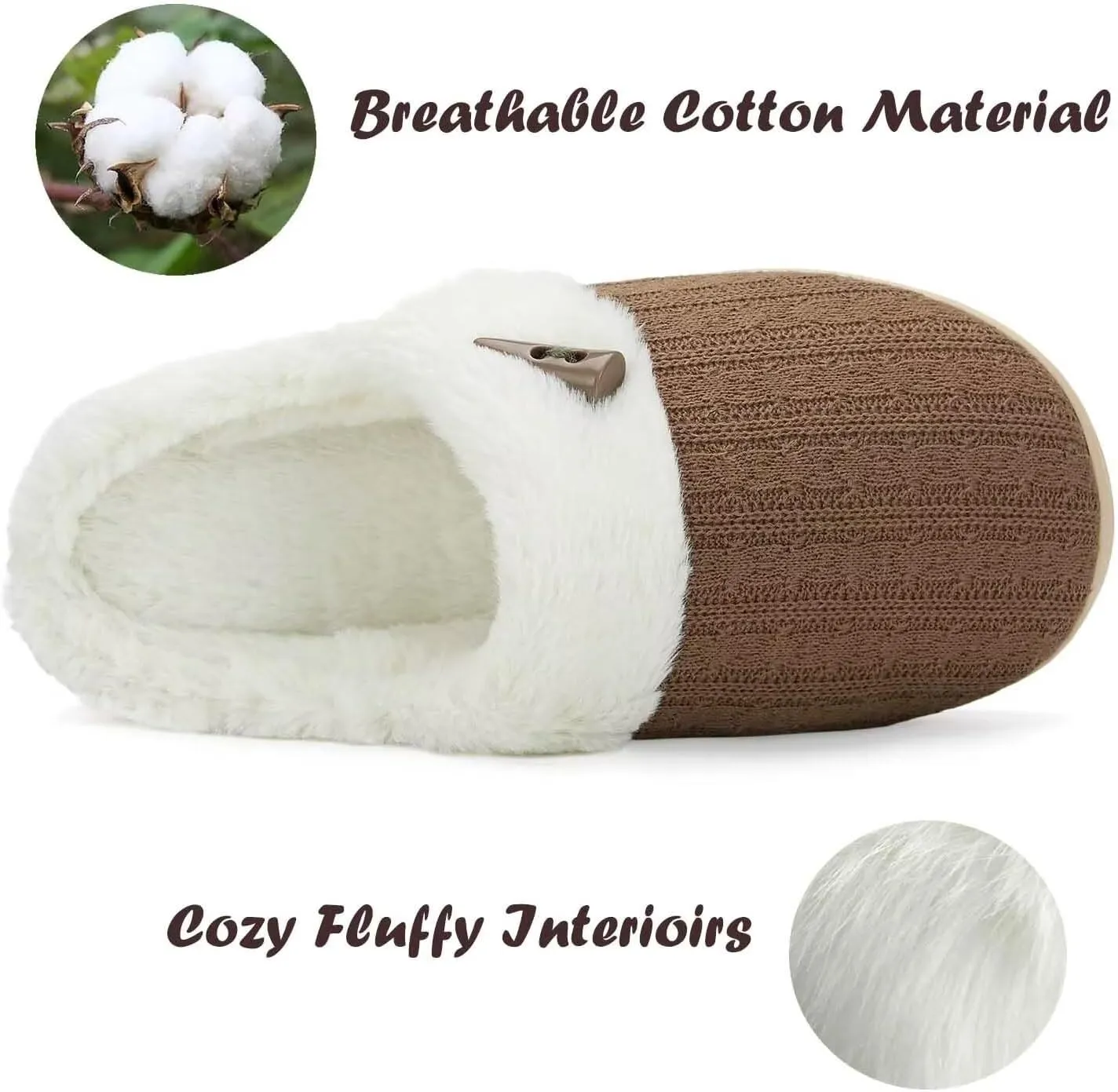 NineCiFun Women's Slip on Fuzzy House Slippers Memory Foam Slippers Scuff Outdoor Indoor Warm Plush Bedroom Shoes with Faux Fur Lining