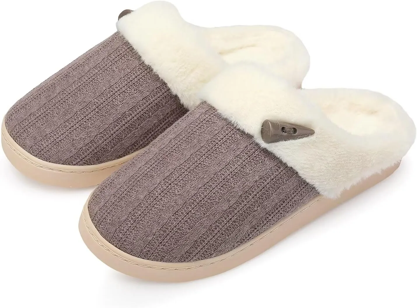 NineCiFun Women's Slip on Fuzzy House Slippers Memory Foam Slippers Scuff Outdoor Indoor Warm Plush Bedroom Shoes with Faux Fur Lining