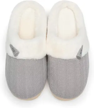NineCiFun Women's Slip on Fuzzy House Slippers Memory Foam Slippers Scuff Outdoor Indoor Warm Plush Bedroom Shoes with Faux Fur Lining