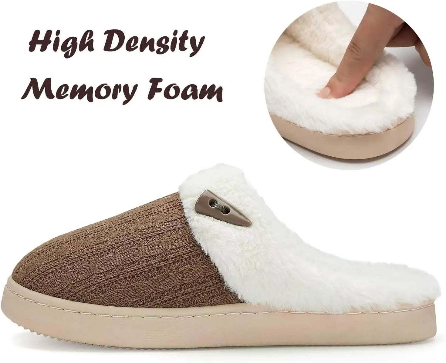 NineCiFun Women's Slip on Fuzzy House Slippers Memory Foam Slippers Scuff Outdoor Indoor Warm Plush Bedroom Shoes with Faux Fur Lining