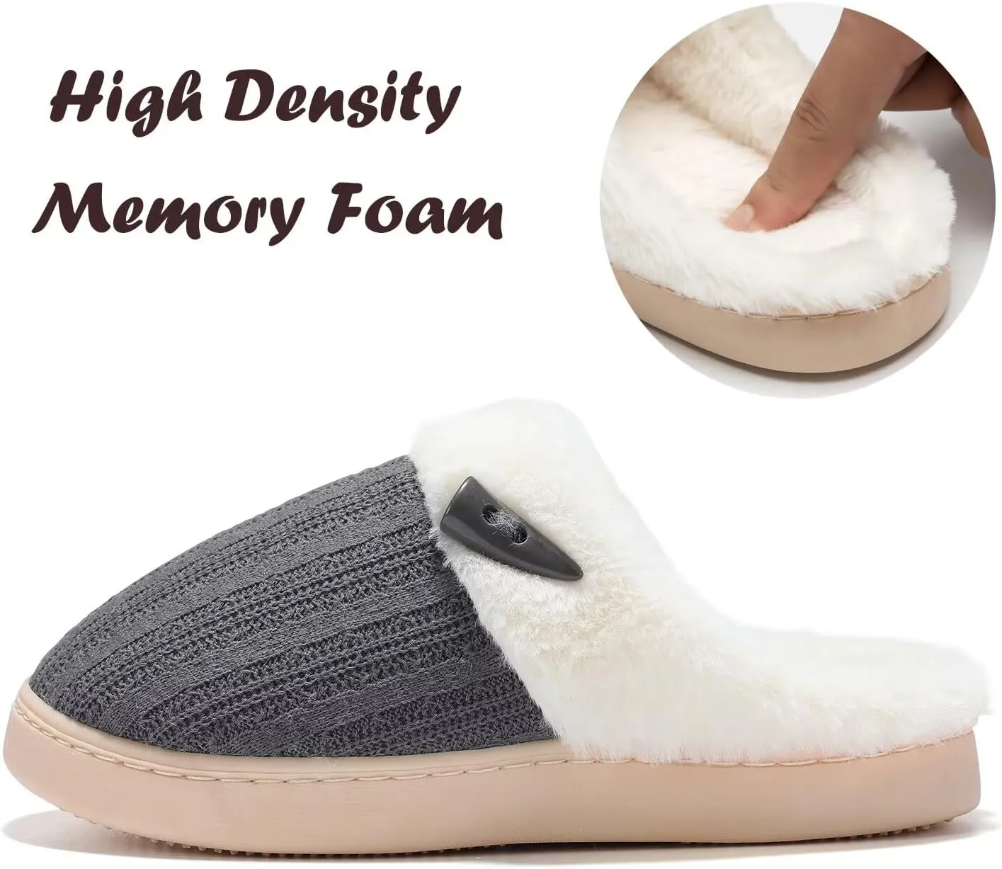 NineCiFun Women's Slip on Fuzzy House Slippers Memory Foam Slippers Scuff Outdoor Indoor Warm Plush Bedroom Shoes with Faux Fur Lining