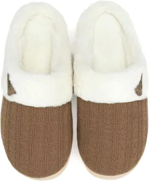 NineCiFun Women's Slip on Fuzzy House Slippers Memory Foam Slippers Scuff Outdoor Indoor Warm Plush Bedroom Shoes with Faux Fur Lining
