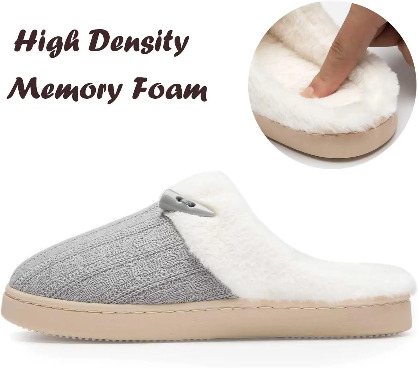 NineCiFun Women's Slip on Fuzzy House Slippers Memory Foam Slippers Scuff Outdoor Indoor Warm Plush Bedroom Shoes with Faux Fur Lining