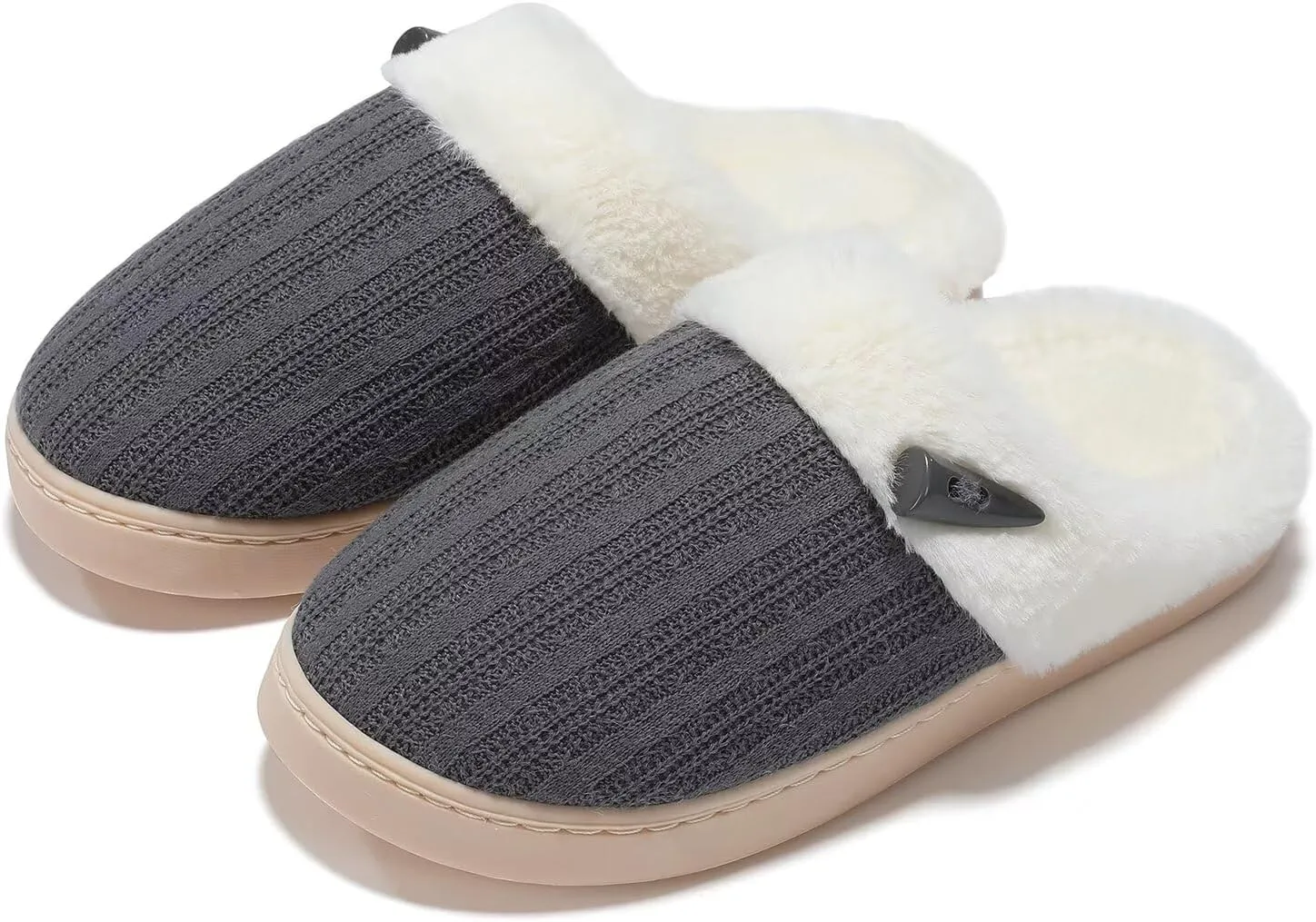 NineCiFun Women's Slip on Fuzzy House Slippers Memory Foam Slippers Scuff Outdoor Indoor Warm Plush Bedroom Shoes with Faux Fur Lining