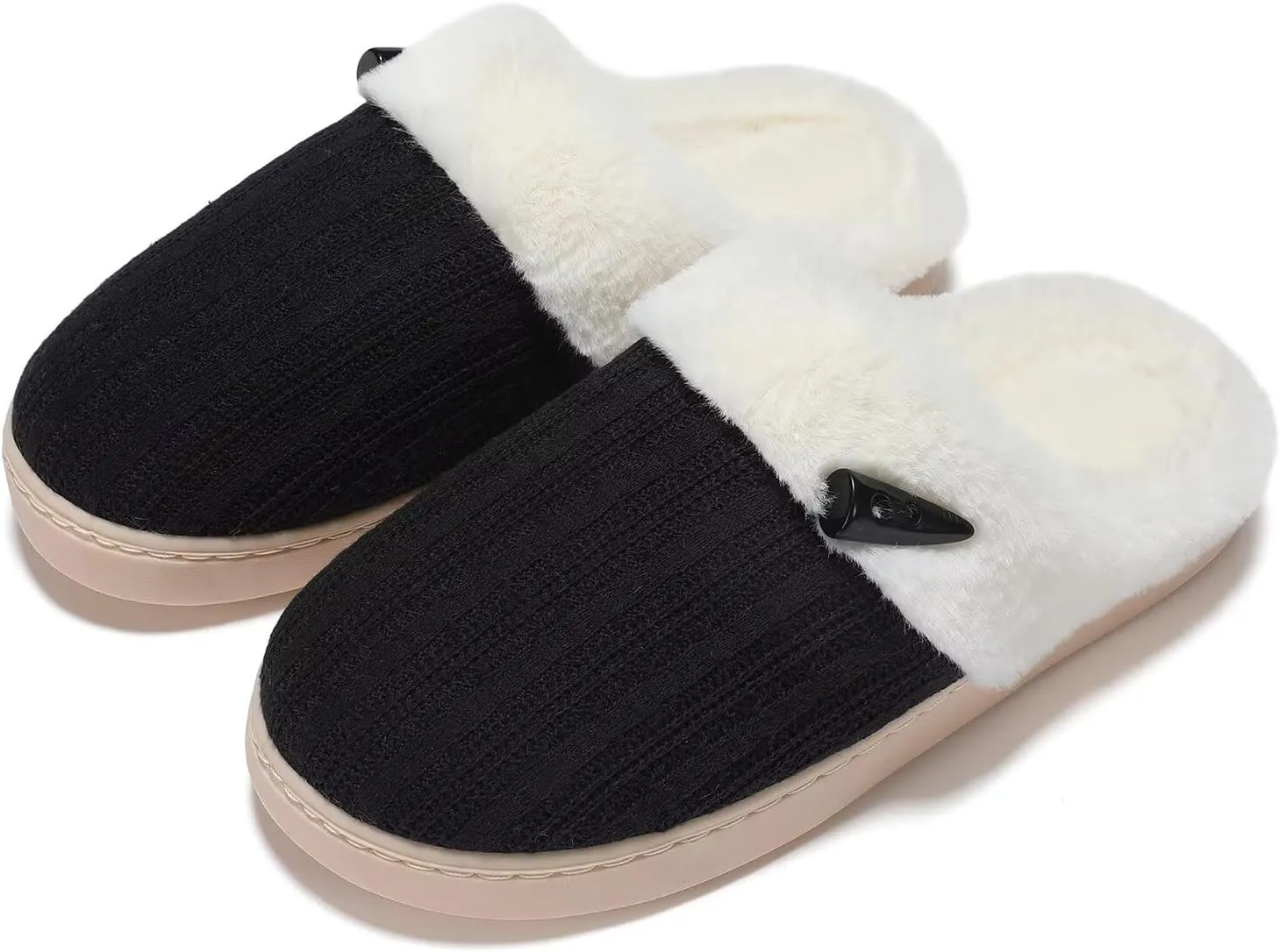 NineCiFun Women's Slip on Fuzzy House Slippers Memory Foam Slippers Scuff Outdoor Indoor Warm Plush Bedroom Shoes with Faux Fur Lining