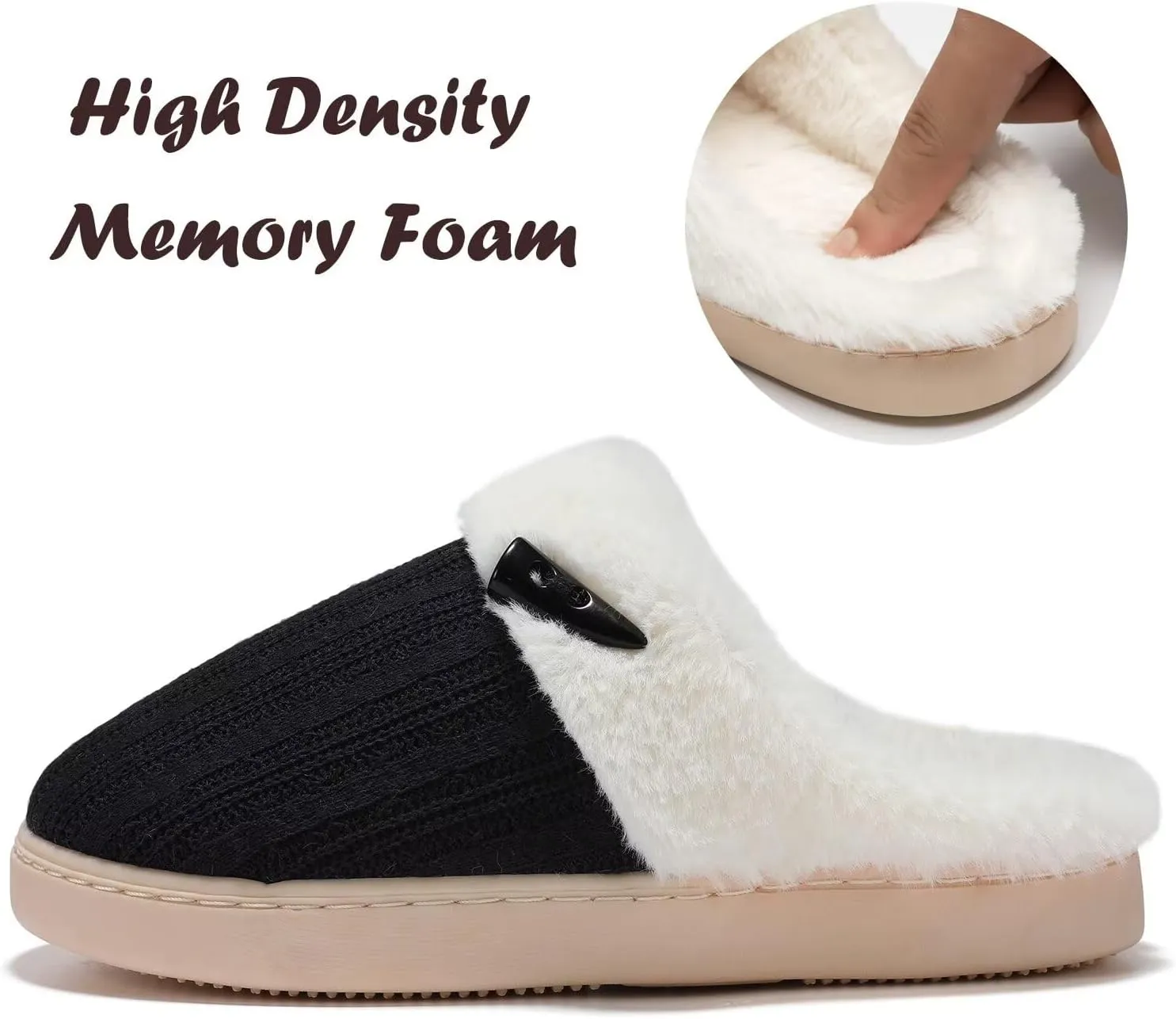 NineCiFun Women's Slip on Fuzzy House Slippers Memory Foam Slippers Scuff Outdoor Indoor Warm Plush Bedroom Shoes with Faux Fur Lining