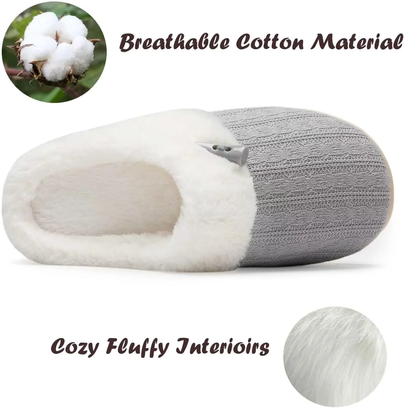 NineCiFun Women's Slip on Fuzzy House Slippers Memory Foam Slippers Scuff Outdoor Indoor Warm Plush Bedroom Shoes with Faux Fur Lining