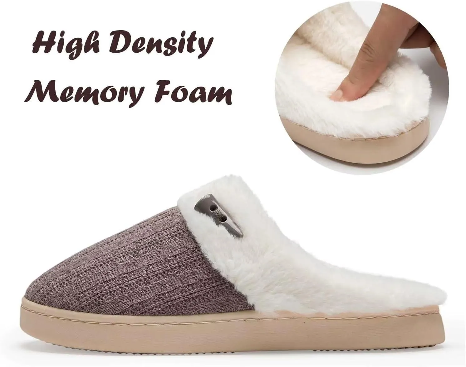 NineCiFun Women's Slip on Fuzzy House Slippers Memory Foam Slippers Scuff Outdoor Indoor Warm Plush Bedroom Shoes with Faux Fur Lining