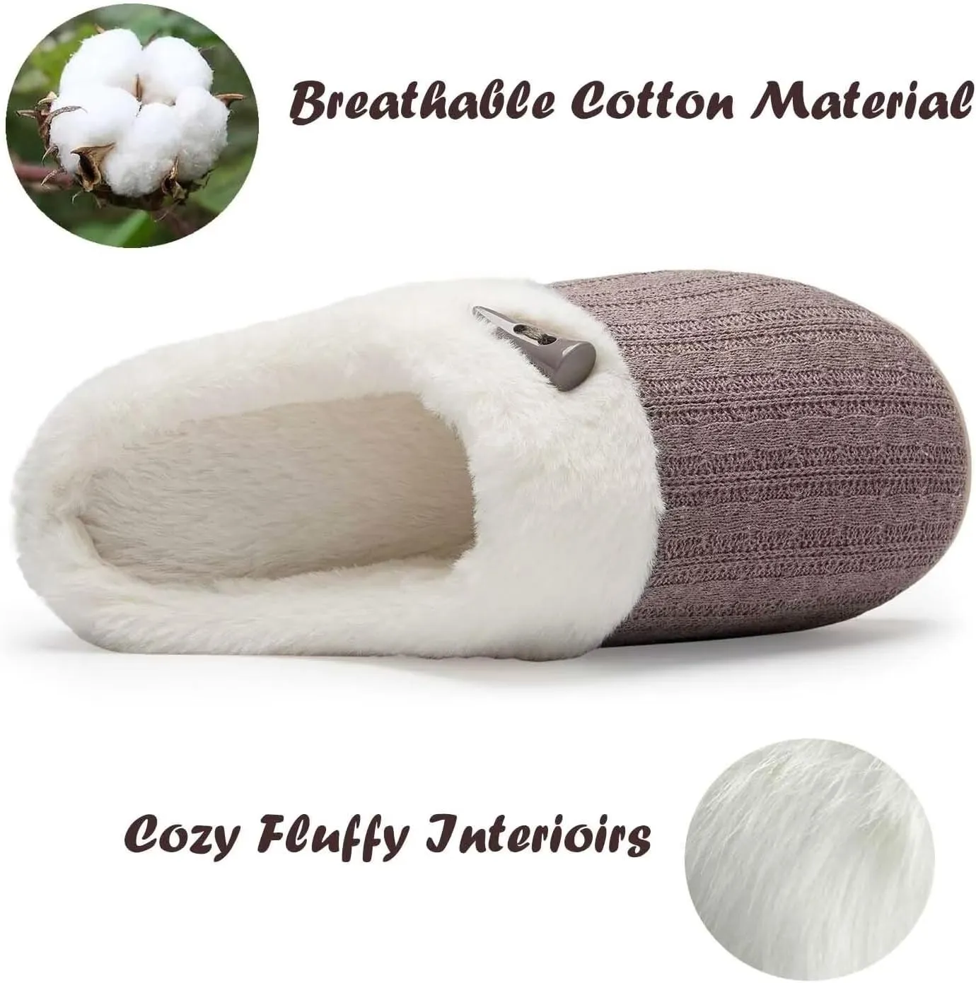 NineCiFun Women's Slip on Fuzzy House Slippers Memory Foam Slippers Scuff Outdoor Indoor Warm Plush Bedroom Shoes with Faux Fur Lining