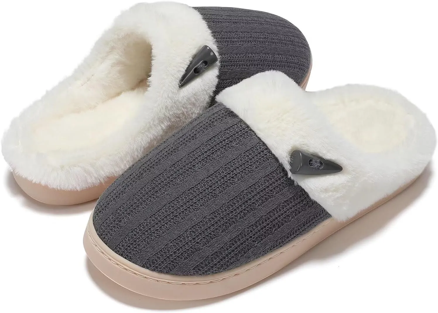 NineCiFun Women's Slip on Fuzzy House Slippers Memory Foam Slippers Scuff Outdoor Indoor Warm Plush Bedroom Shoes with Faux Fur Lining