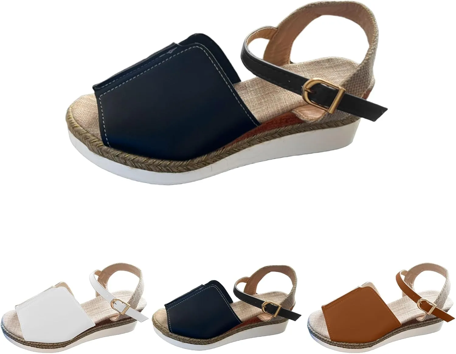 Orthopedic Wedge Sandals for Women Summer Dressy Casual Open Toe Ankle Strap Platform Espadrille Wedges Comfortable Outdoor Beach Shoes