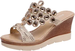 Platform Sandals for Women 2025 Women Slip On Platform Espadrille Sandals Raffia Wedge Design Adjustable Buckle Straps Lightweight Beach Vacation Shoes