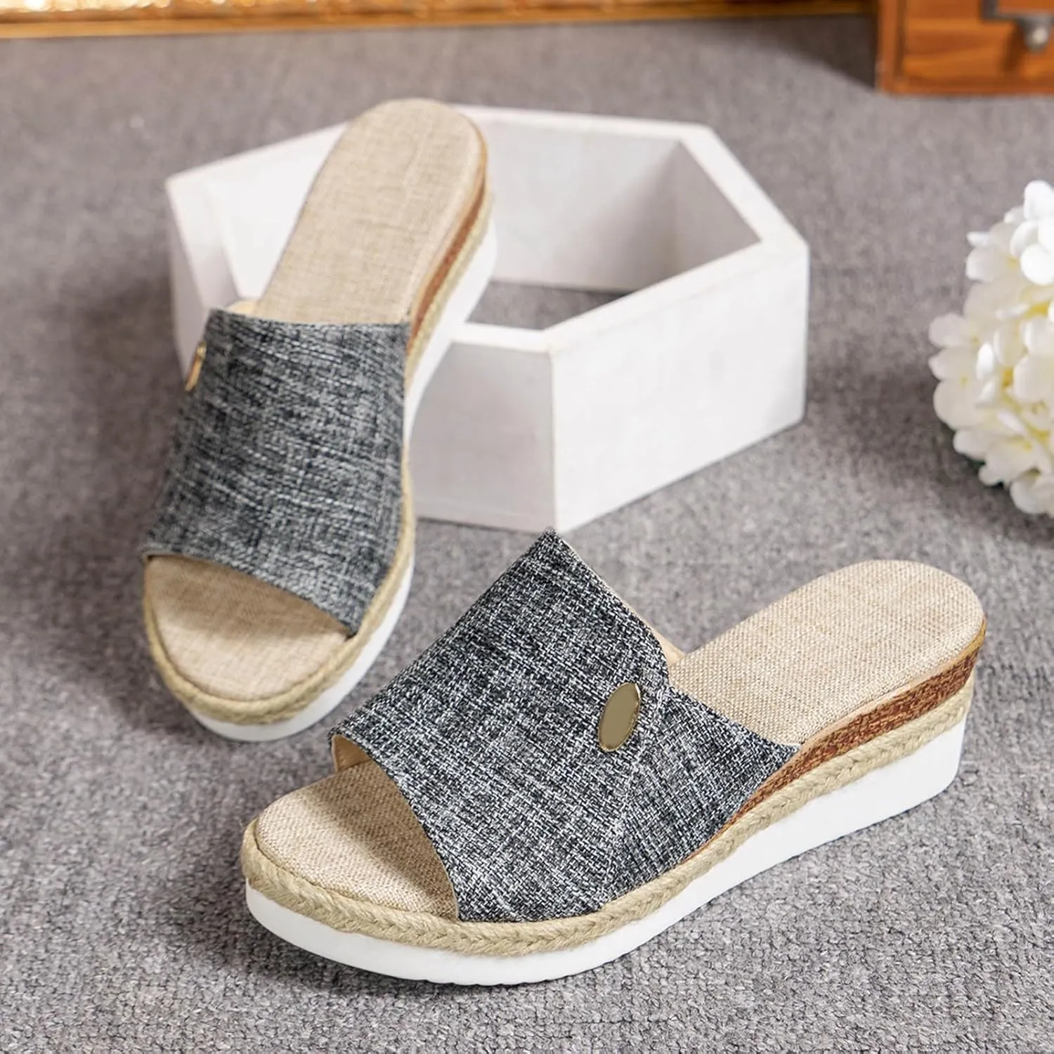 Platform Sandals for Women Slip on Wedge Sandal Comfortable Wedge Shoes Heels Open Toe Tie Lace Up Platform