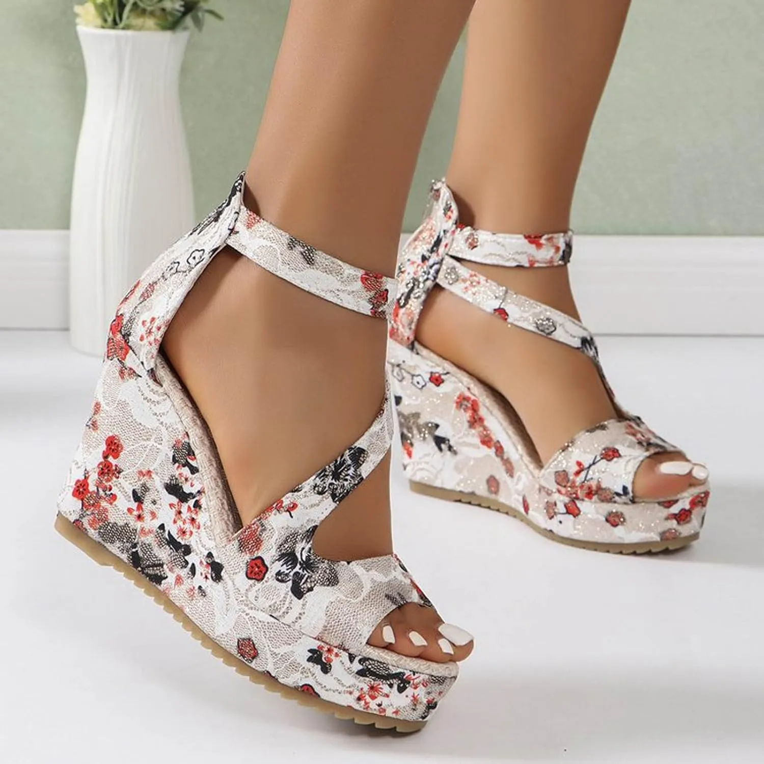 Platform Sandals for Women Womens Walking Sandals Comfortable Summer Platform Comfortable Low Wedges Womens Sandal
