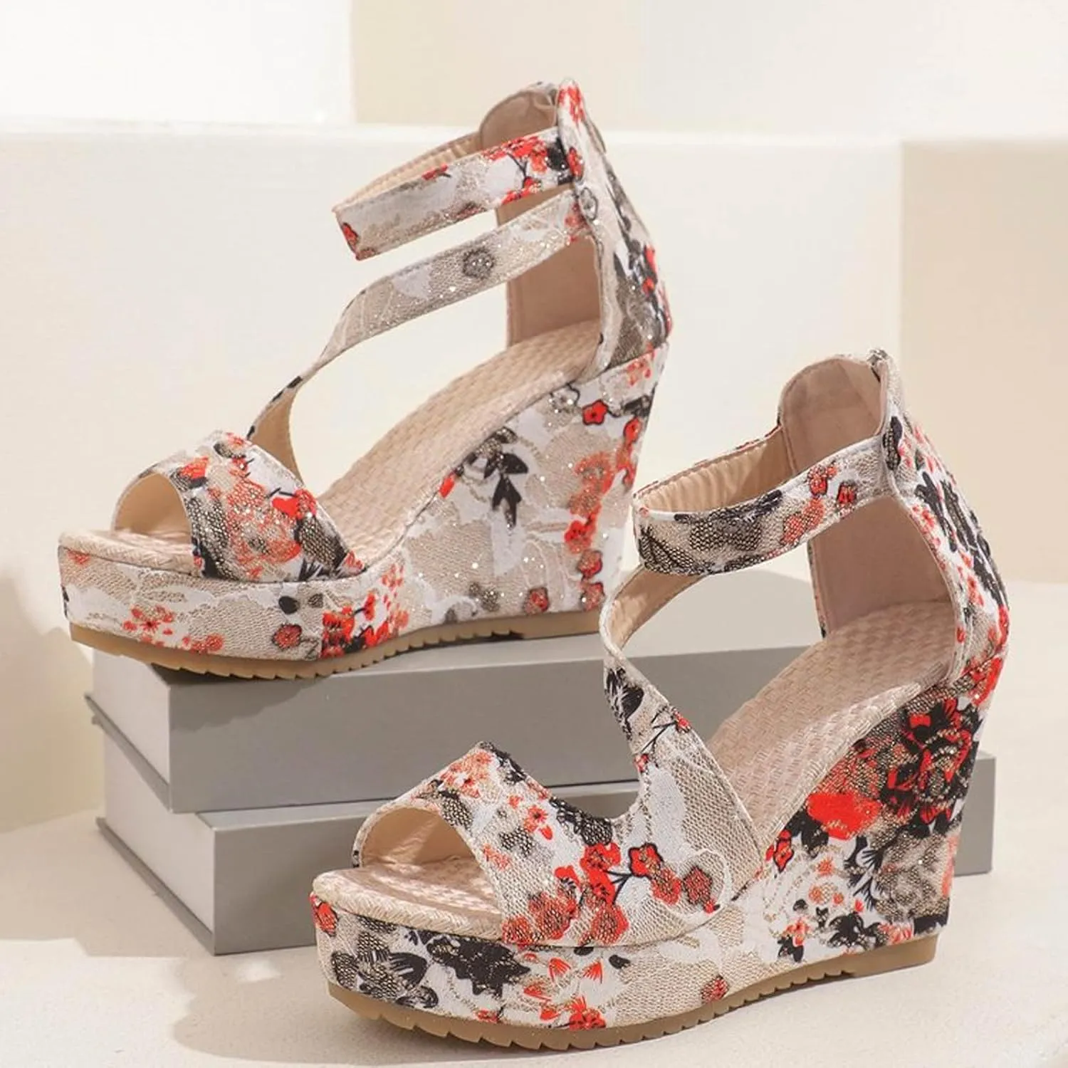 Platform Sandals for Women Womens Walking Sandals Comfortable Summer Platform Comfortable Low Wedges Womens Sandal