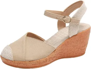 Platform Sandals Summer Casual Flatform Platform Wedge Slides for Women Wedge Espadrilles Brown Beach Sandals