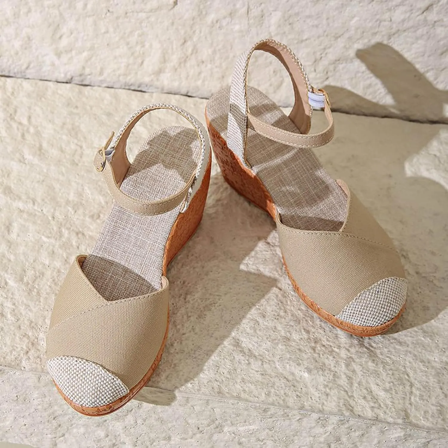 Platform Sandals Summer Casual Flatform Platform Wedge Slides for Women Wedge Espadrilles Brown Beach Sandals