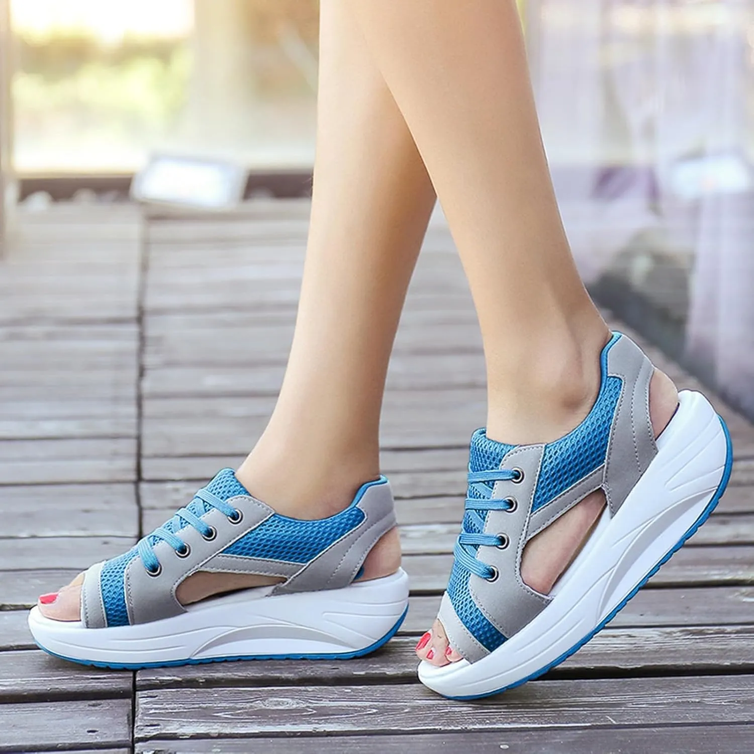 Platform Sandals Women Comfortable Wide Width Closed Toe Beach Slides Ankle Strap Wedges Flat Buckle up Walking Slip On Shoes Dressy Summer Dressy Sneakers 2025 Spring