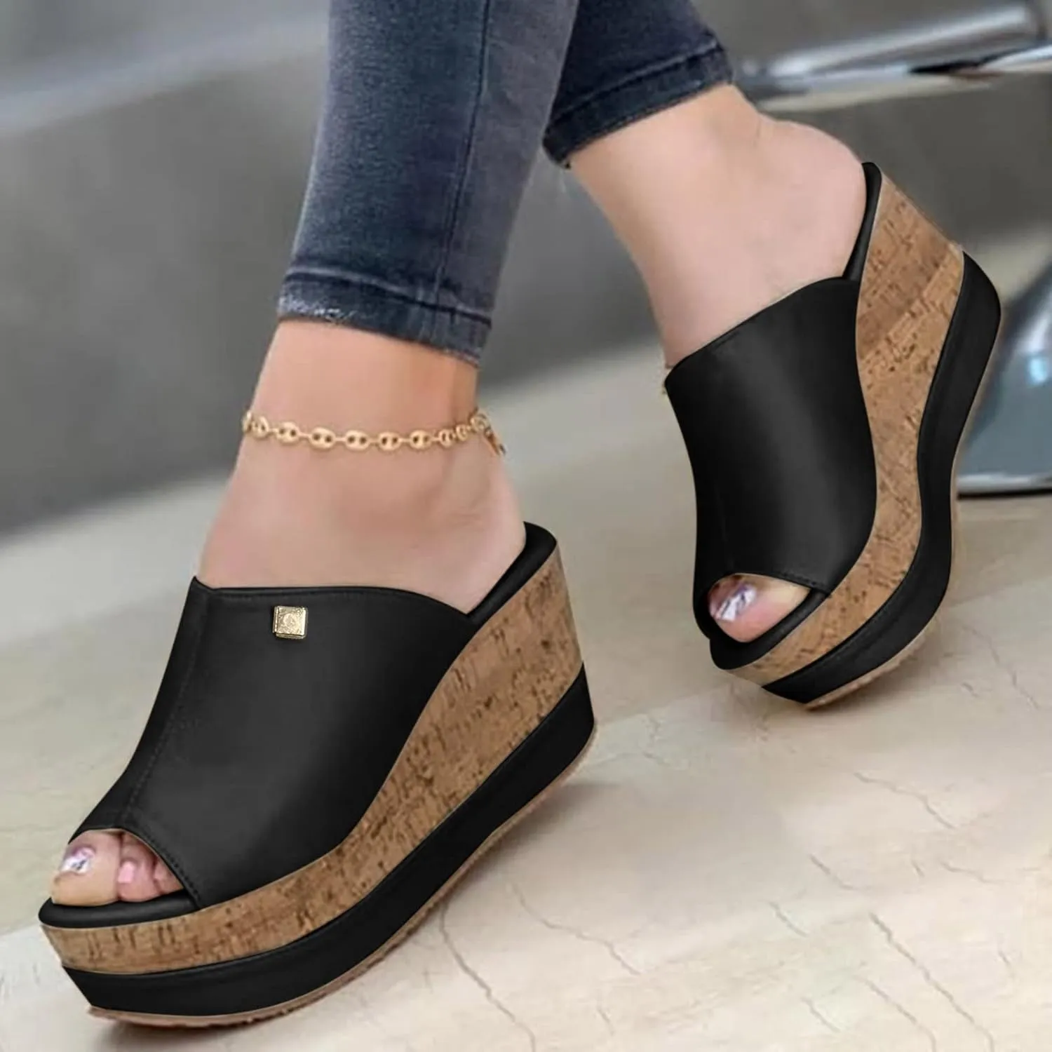 Platform Sandals Women Dressy Open Toe Raffia Wedge Ankle Wrap Lightweight Summer Evening Shoes Arch Support 2025 Spring and Summer Vacation