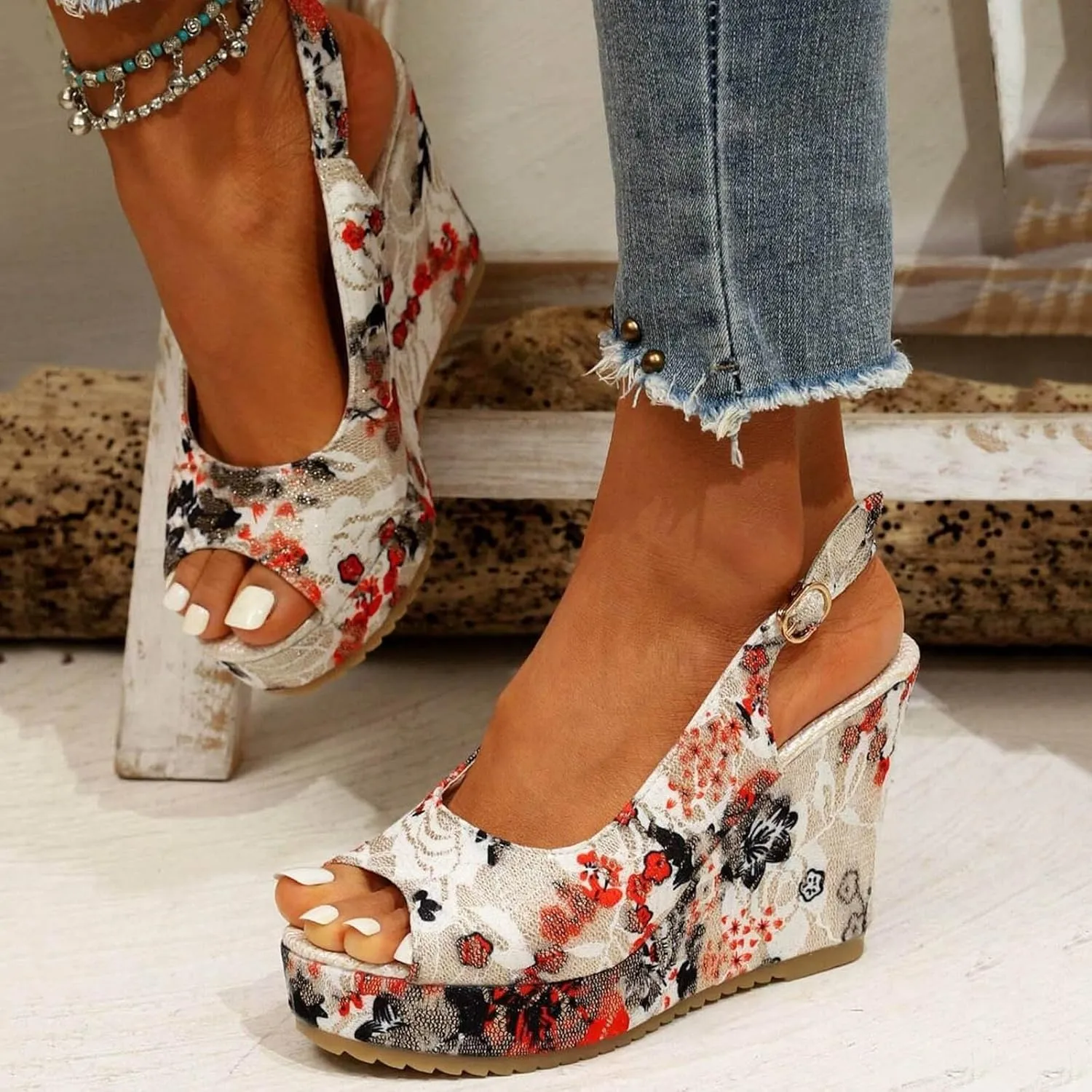 Platform Sandals Women Summer Low Wedges Womens Comfortable Open Toe Sandal Summer Dressy Platform Sandals