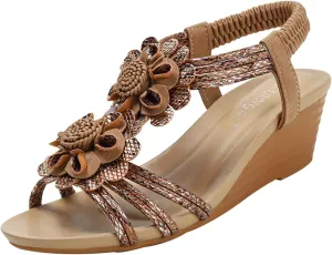 Platform Sandals Women Wedge Cork Footbed Elastic Ankle Strap Casual Walking Sandals Non-Slip Sole Beachwear 2025 Spring and Summer Vacation