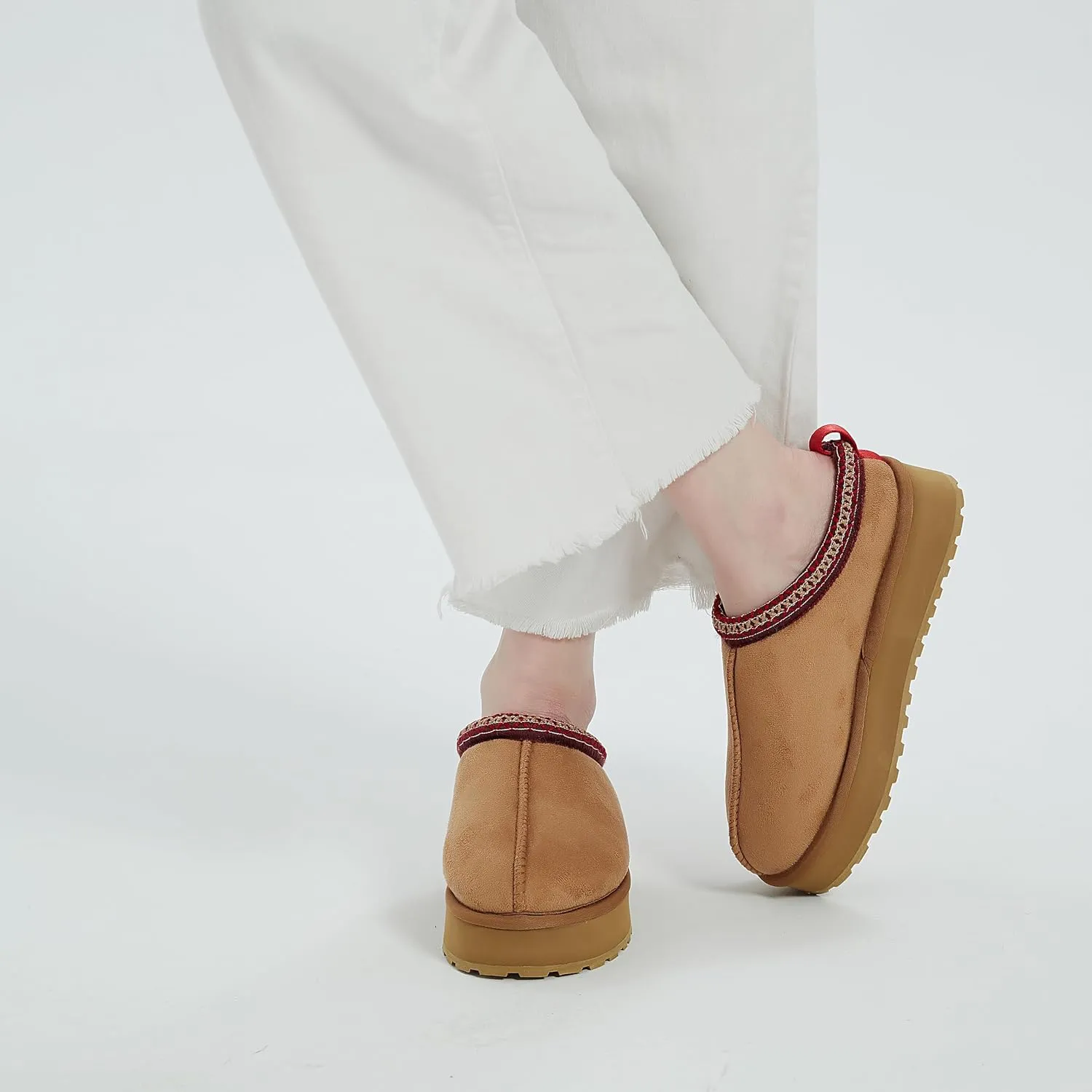 Platform Slippers Mini Boots for Women Fleece Lined Booties Anti-Slip Snow Slippers for Women Outdoor