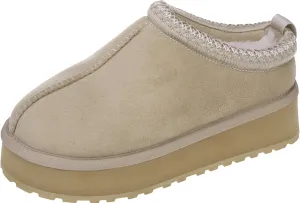 Platform Slippers Mini Boots for Women Fleece Lined Booties Anti-Slip Snow Slippers for Women Outdoor
