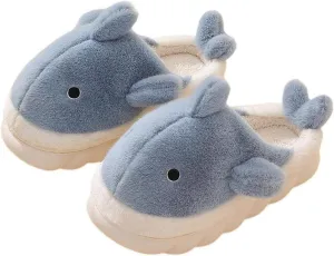 Plush Home Slippers for Men and Women, Cartoon Shark Animal Cotton Slippers, Winter Indoor Warm Soft and Comfortable Thick-soled Shoes