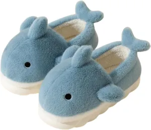 Plush Home Slippers for Men and Women, Cartoon Shark Animal Cotton Slippers, Winter Indoor Warm Soft and Comfortable Thick-soled Shoes