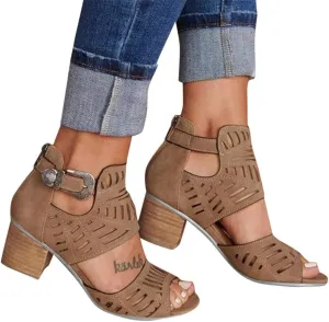 Pumps for Women High Heels,Sexy Sandals Rhinestone Ankle Strap Chunky Block Heels Dress Party Pumps Shoes