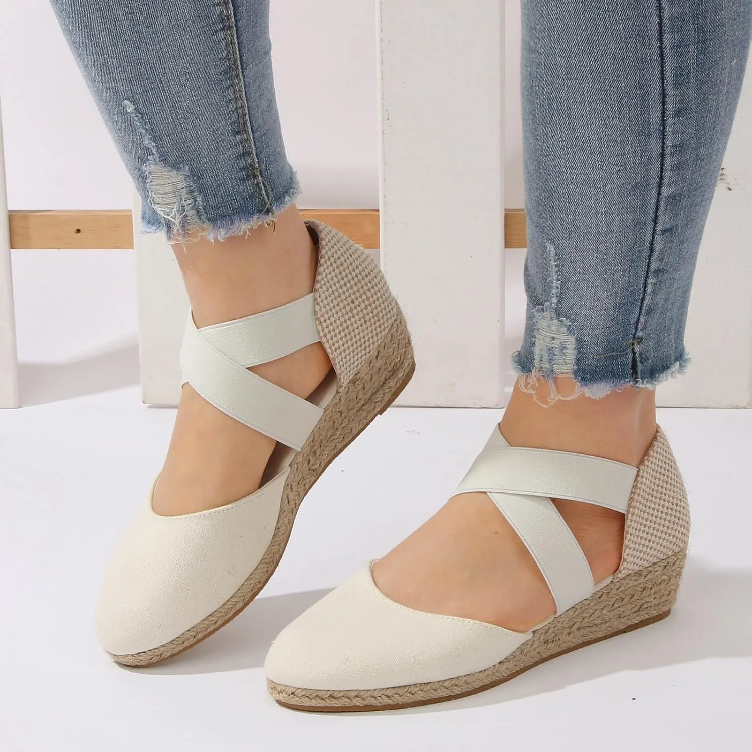 Roorsily Summer Versatile Sandals for Women Classic Slip On Thick High Heeled Sandals Casual Sandals Closed Toe Shoes