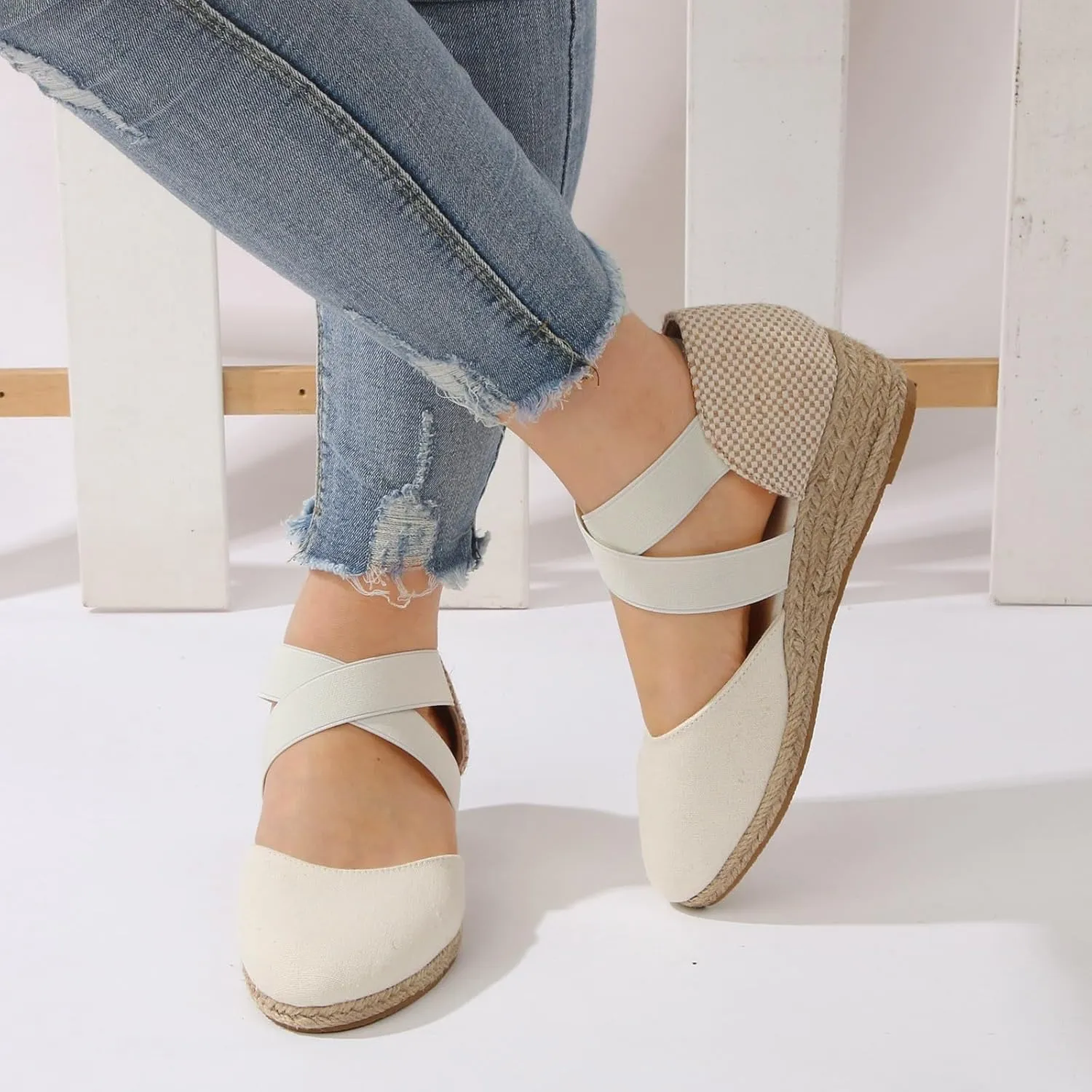 Roorsily Summer Versatile Sandals for Women Classic Slip On Thick High Heeled Sandals Casual Sandals Closed Toe Shoes