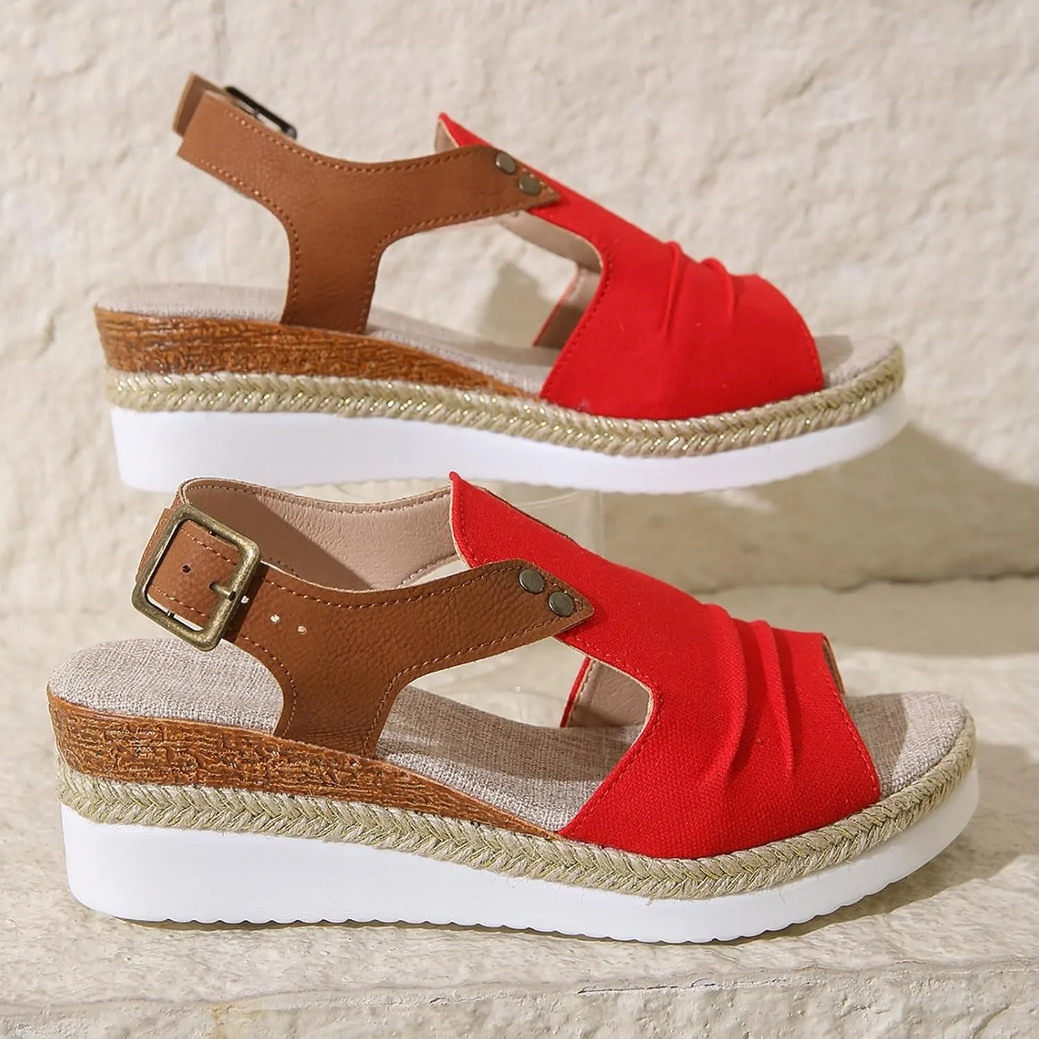 Roorsily Vacation Sandals for Women Fashion Fish Mouth Sandals Breathable Bohemian Beach Sandals Classic Bohemian Sandals