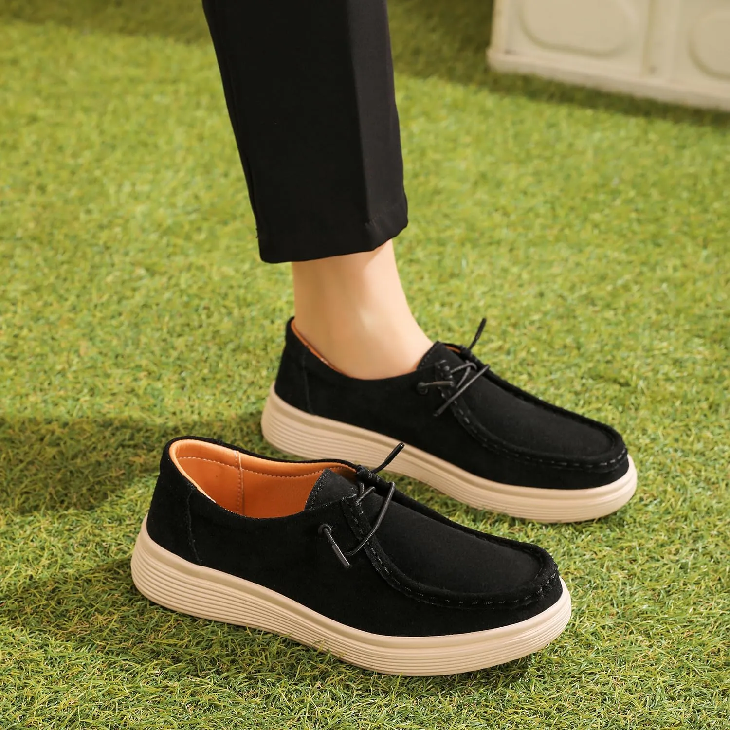 Ruiatoo Women's Walking Shoes - Slip on Loafers Flexible Foot-Friendly Ultralight Boat Casual Shoes