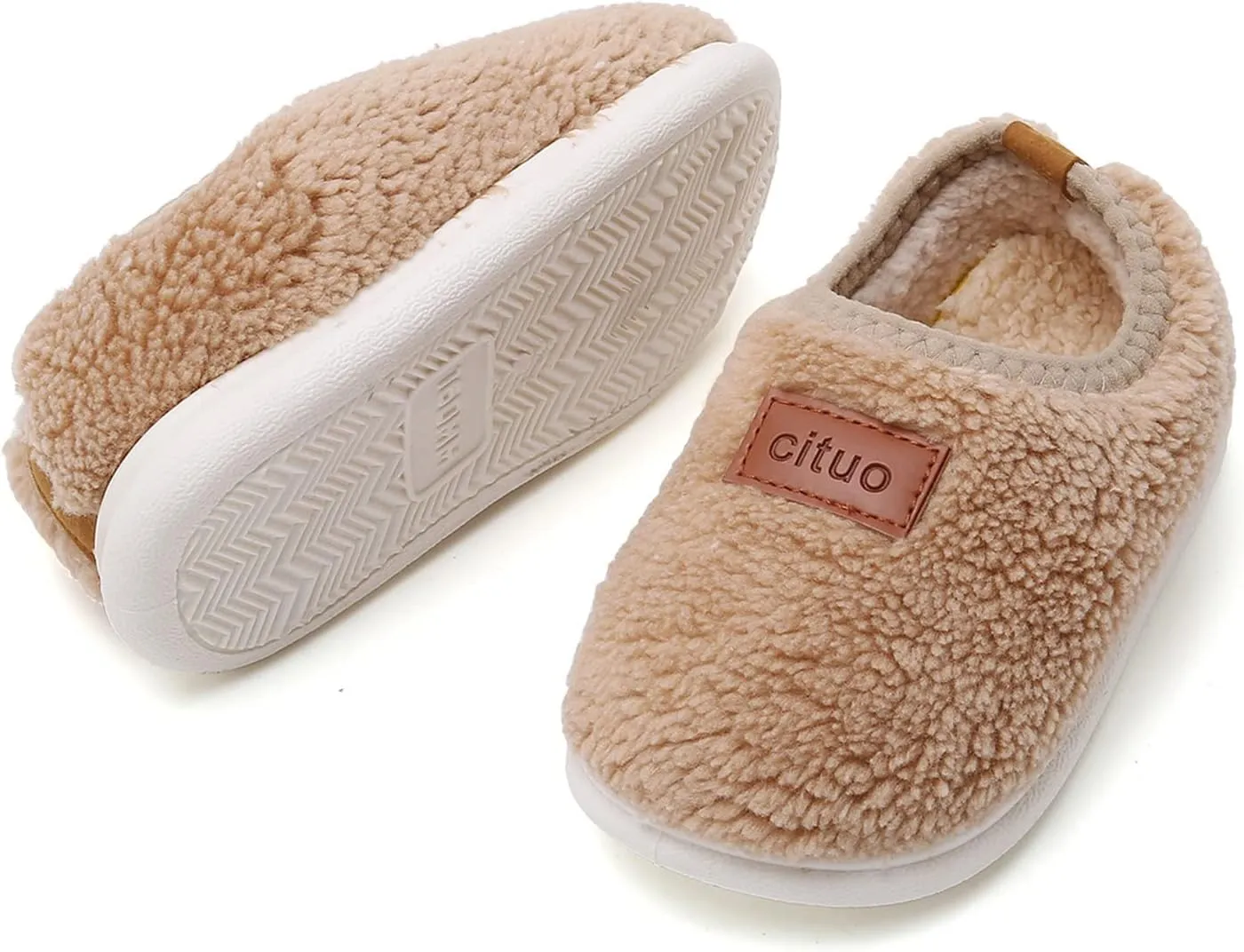 RVROVIC Boys Girls House Warm Slippers Fuzzy Winter Soft Slippers for Kids Fleece Non-slip Toddler Home Indoor Shoes