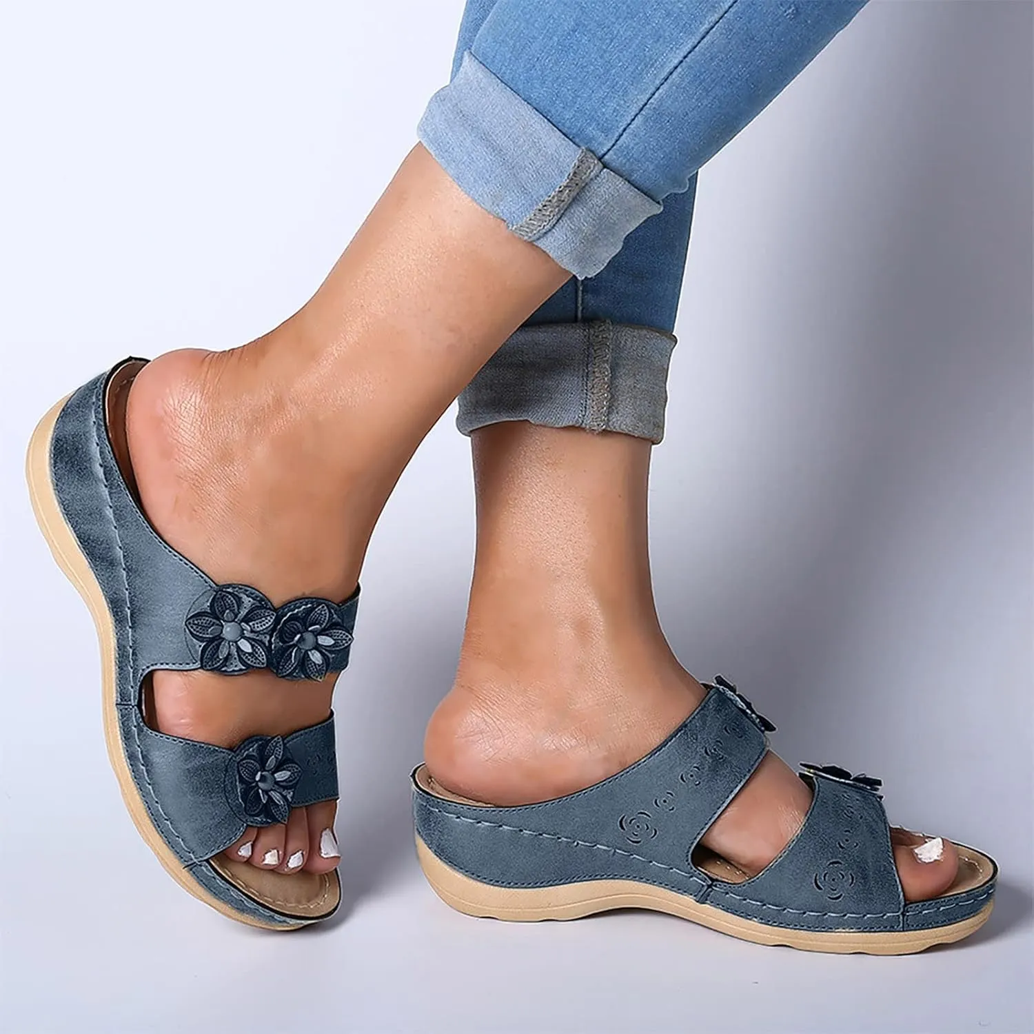 Sandalias para Mujer Elegantes, Sandals Women Premium Orthopedic Open Toe Sandals Retro Anti-Slip Breathable Sandals