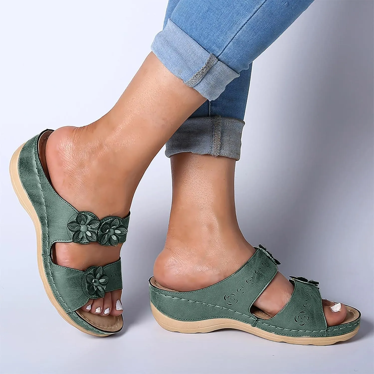 Sandalias para Mujer Elegantes, Sandals Women Premium Orthopedic Open Toe Sandals Retro Anti-Slip Breathable Sandals