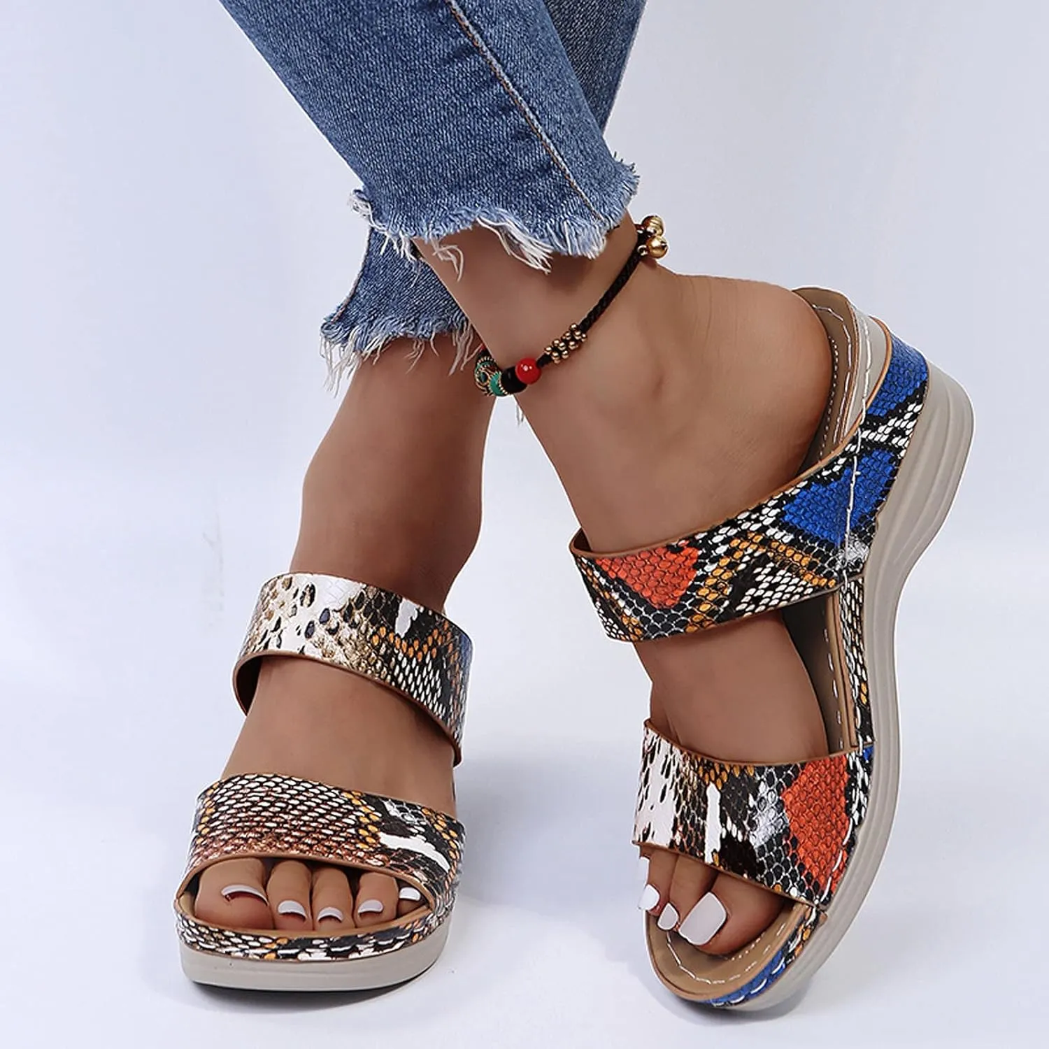 Sandalias para Mujer Elegantes, Sandals Women Premium Orthopedic Open Toe Sandals Retro Anti-Slip Breathable Sandals