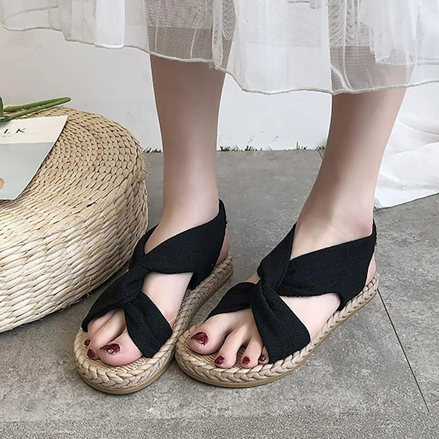 Sandals for Women Open Toe Wedge Sandals for Women Womens Wide Sandals Women's Ankle Strap Low Wedge Sandals
